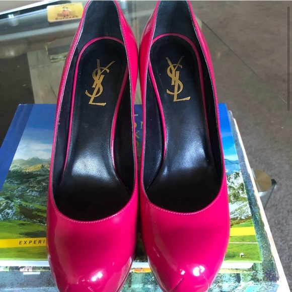 Hot Pink YSL Yves Saint Laurent Tribute Stilettos - Picture 1 of 8
